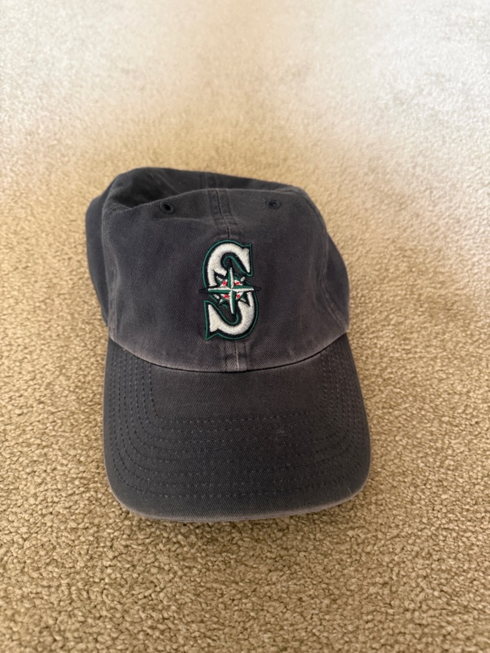 Seattle Mariners S Logo Baseball Cap - Navy with Teal/White Embroidery